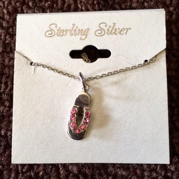 18” STERLING SILVER NECKLACE WITH FLIPFLOP CHARM - Picture 2 of 7